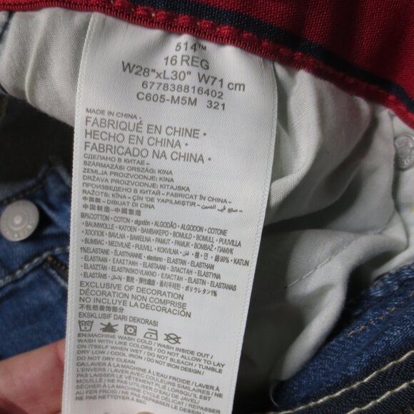 LEVI’S boys PANTS denim STRAIGHT FIT jeans 514 adjustable waist SIZE 16REG 28x28 - Picture 6 of 11